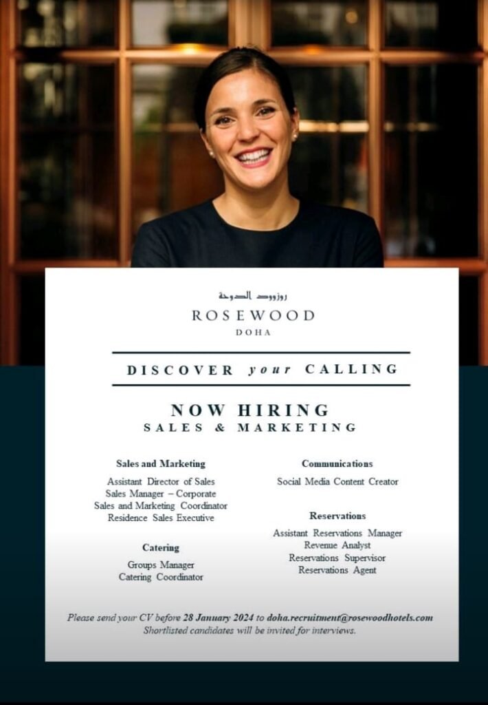 Rose Wood Doha Career 2024 - New Vacancies Announced