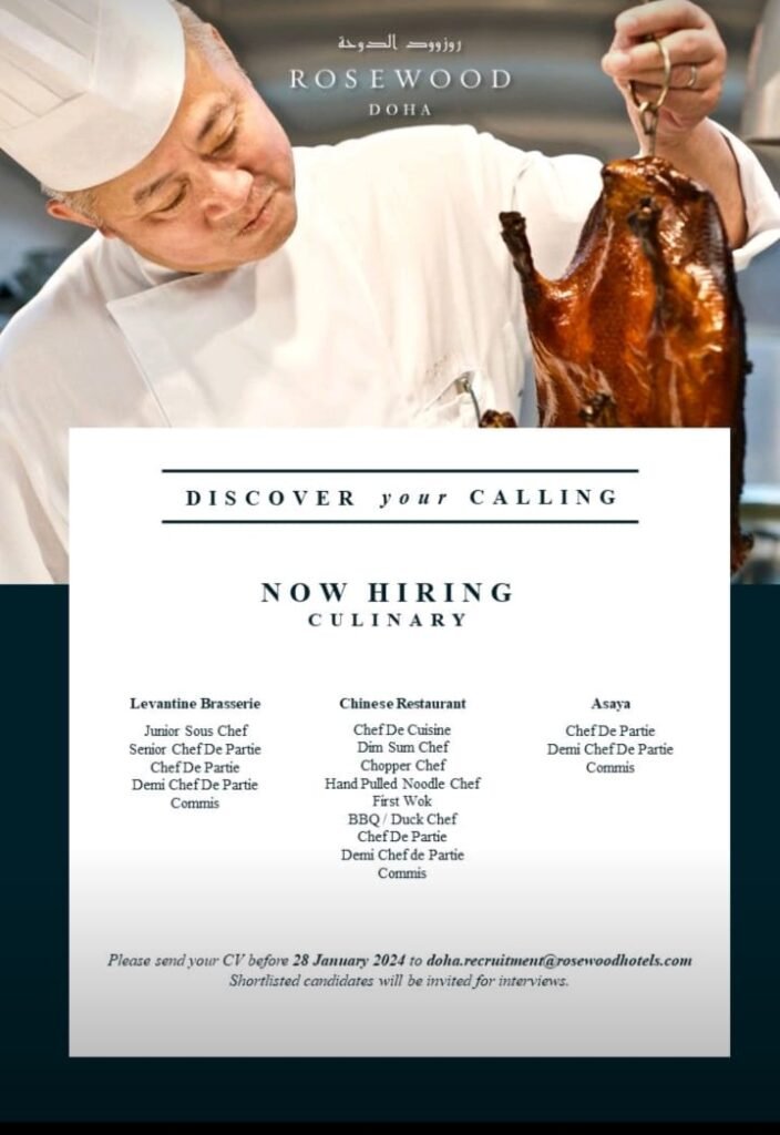 Rose Wood Doha Career 2024 - New Vacancies Announced