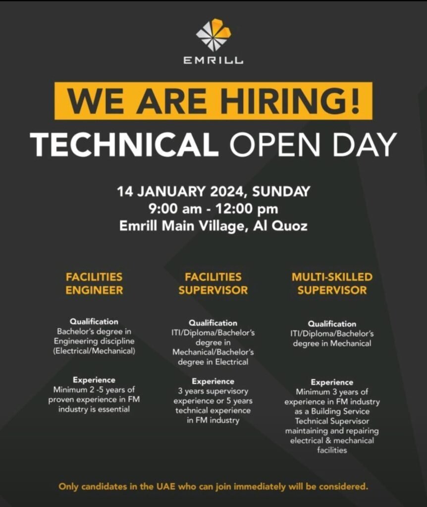 Emrill Services LLC Career 2024 - New Open Day Interview Announced