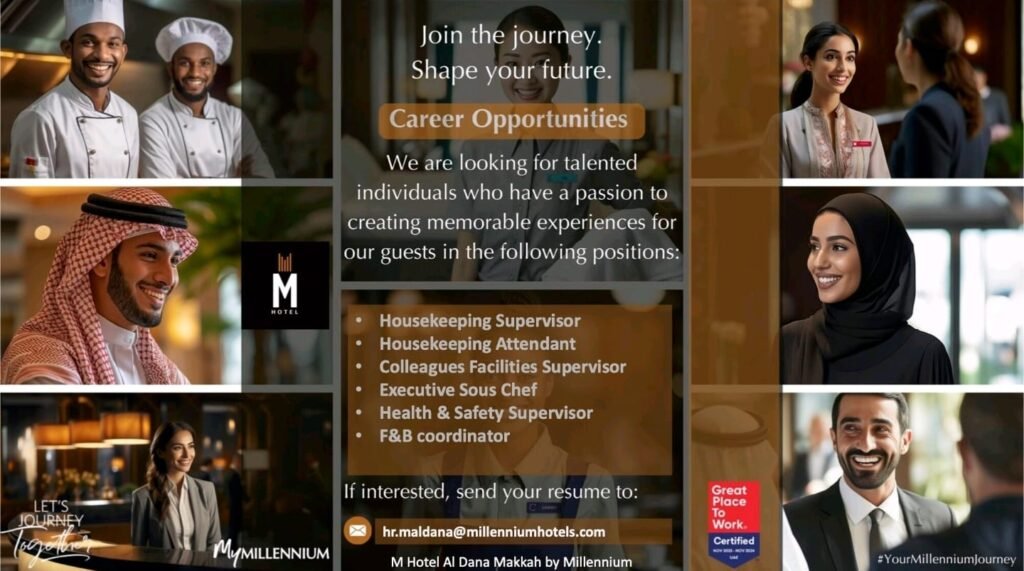Millennium Hotel Group Careers in MAKKAH