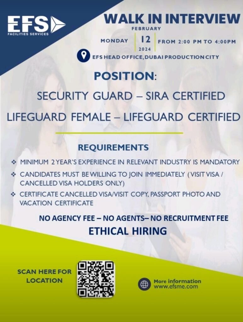 EFS FACILITY MANAGEMENT WALK IN INTERVIEW
