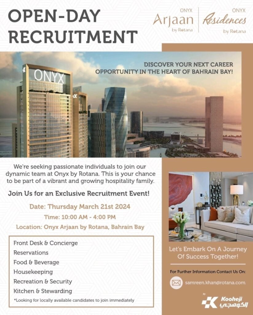 Onyx Arjaan By Rotana Careers in Bahrain